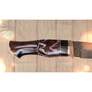 КНЯЖИЙ ніж ручної роботи майстра XI KNIVES, замовити купити в Україні, мозаїчний дамаск, 60-61 HRC. Photo 3